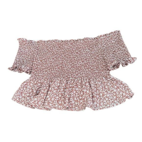 Jun & Ivy Women's Smock Floral Pink & White Flowy Crop Top Size XL - Picture 1 of 4